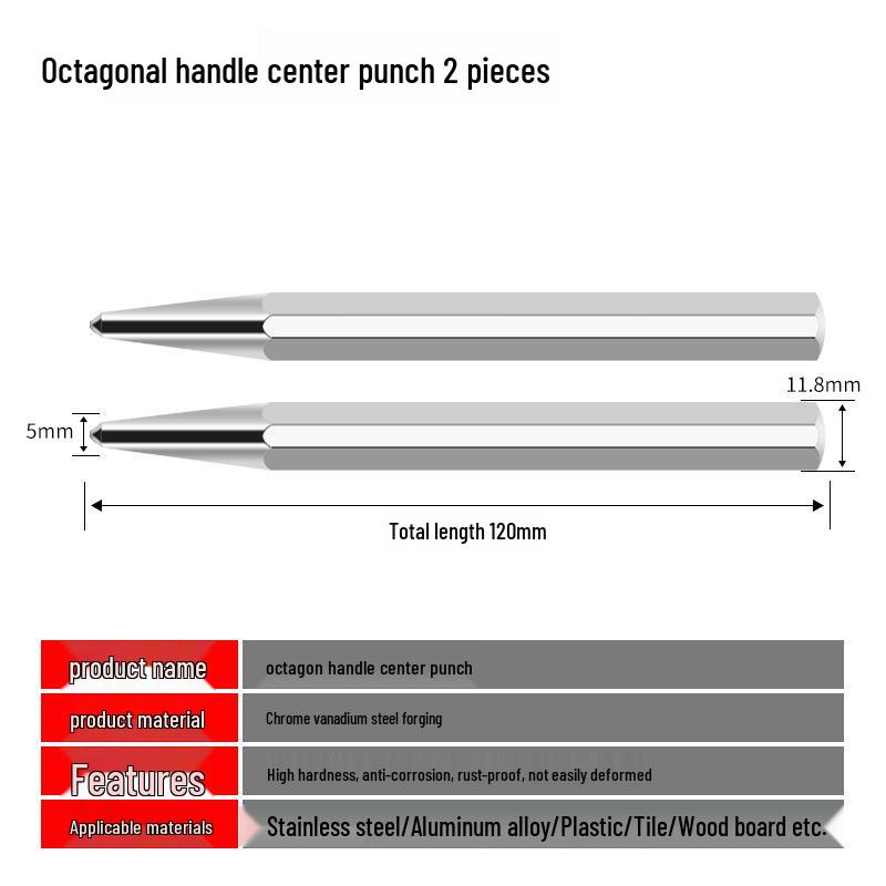 Pro-Grade Centering & Rounding Punch with Alloy Chisel Head for Machinists and Drilling