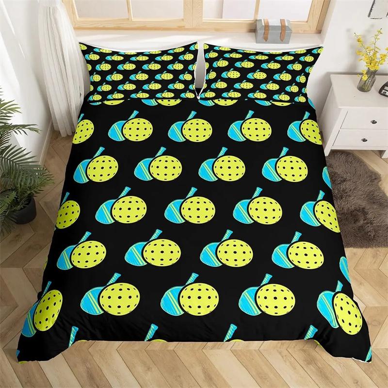Sports Badminton Duvet Cover Fluorescent Green Pink Badminton Racket Bedding Set Sports Game Comforter Cover Fashion Quilt Cover