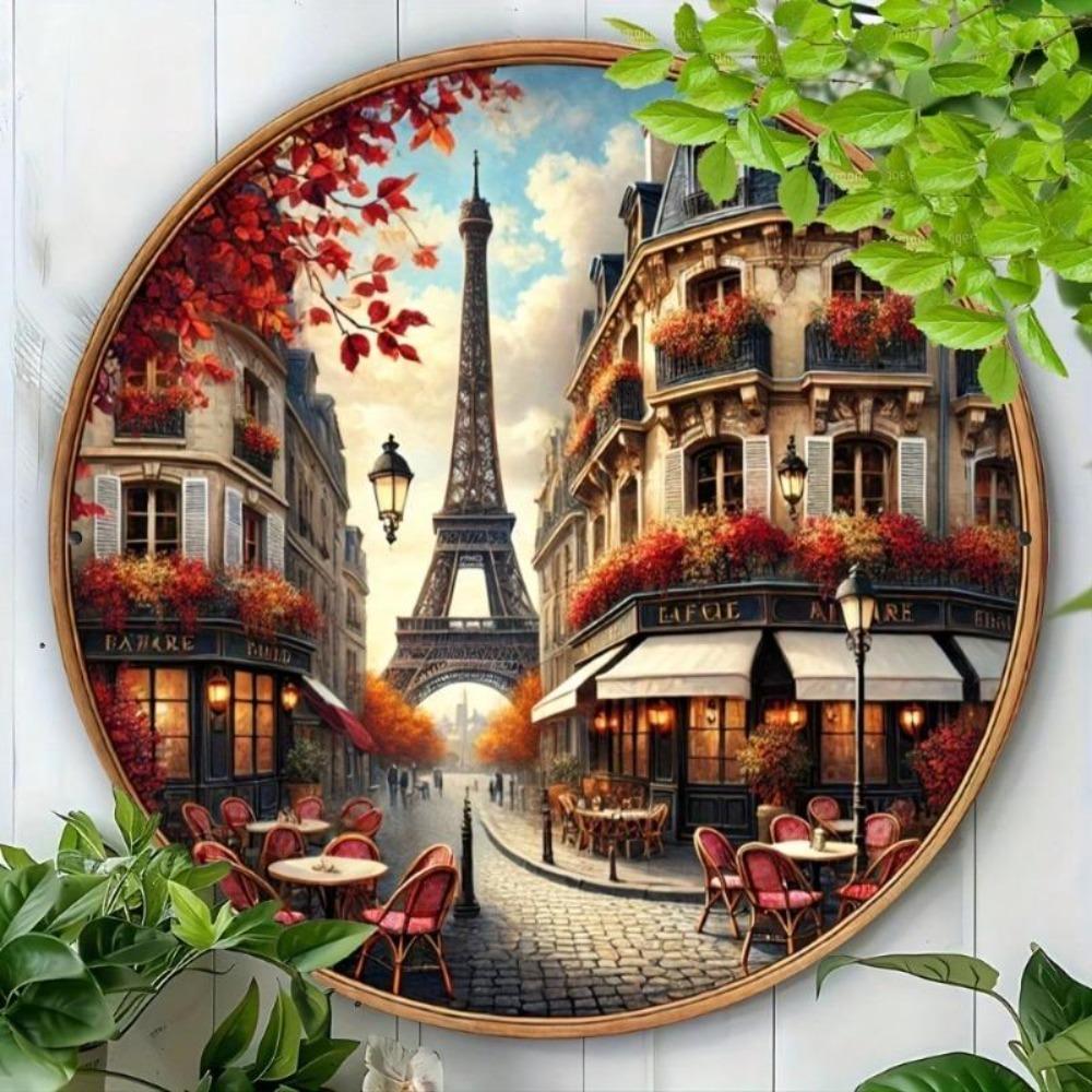 Vintage Paris Metal Wall Art Aluminum Panel Sign Spring Cafe Landscape Easy Installation