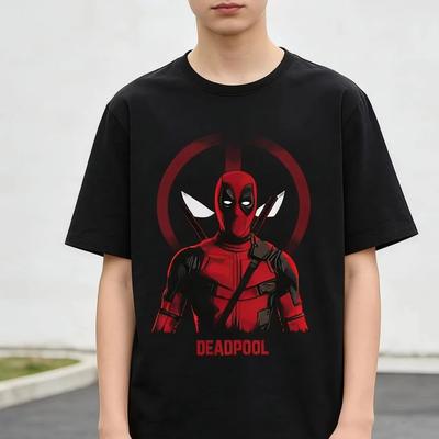 2026 Nouveau Marvel Deadpool Dessin Animé Été Lâche Décontracté Tendance Haut à Manches Courtes Enfant Adulte Hommes T-shirt Parent Coton T-shirt
