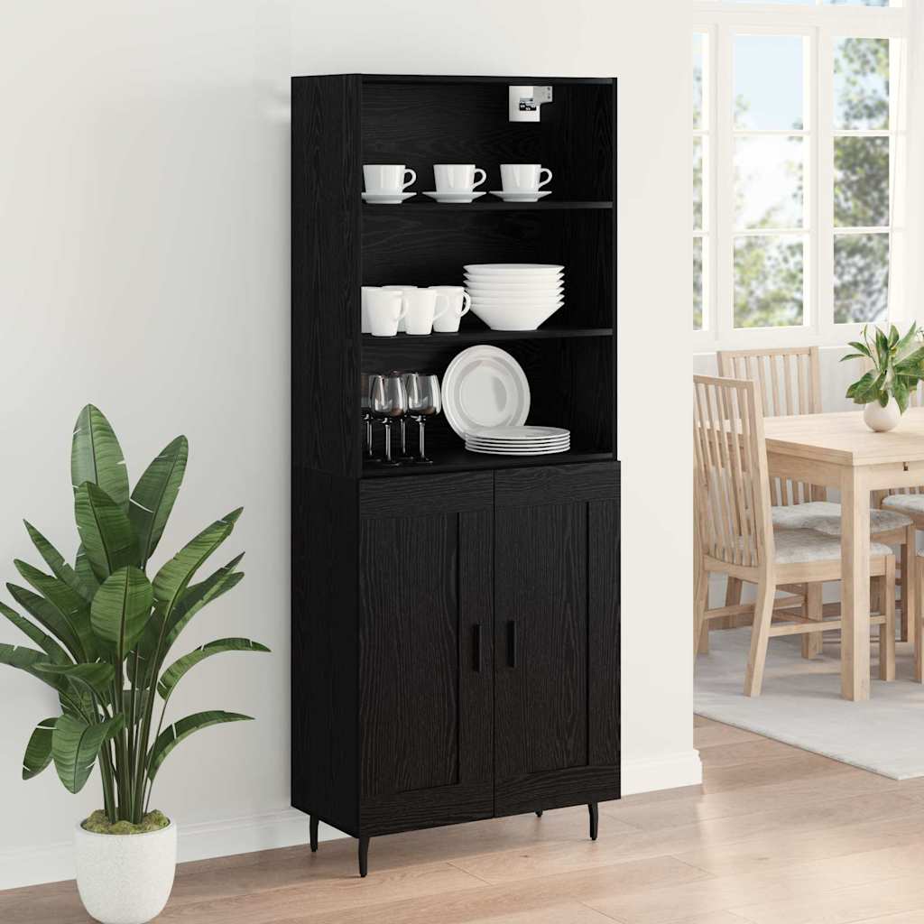 Highboard in Black Oak Look 69.5 x 34 x 180 cm