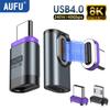 AUFU USB4.0 Magnetic Type C Adapter 240W 40Gbps Fast Charging Data Converter for Thunderbolt 4/3 MacBook 90 Degree Elbow Adapter 3