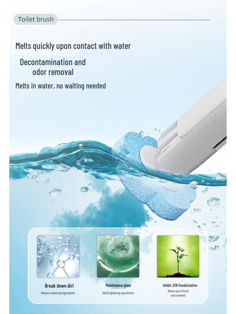 Wall-Mounted Disposable Toilet Cleaning Brush with Replaceable Head