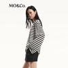 MO&Co. Women's Loose Textured Striped Linen Blend Knit Sweater