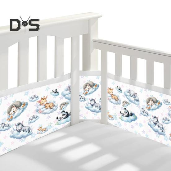 Breathable Mesh Crib Liner with Double-Sided Straps Baby Crib Safety Mesh Barrier Easy Installation Limb Protection Crib Bumper
