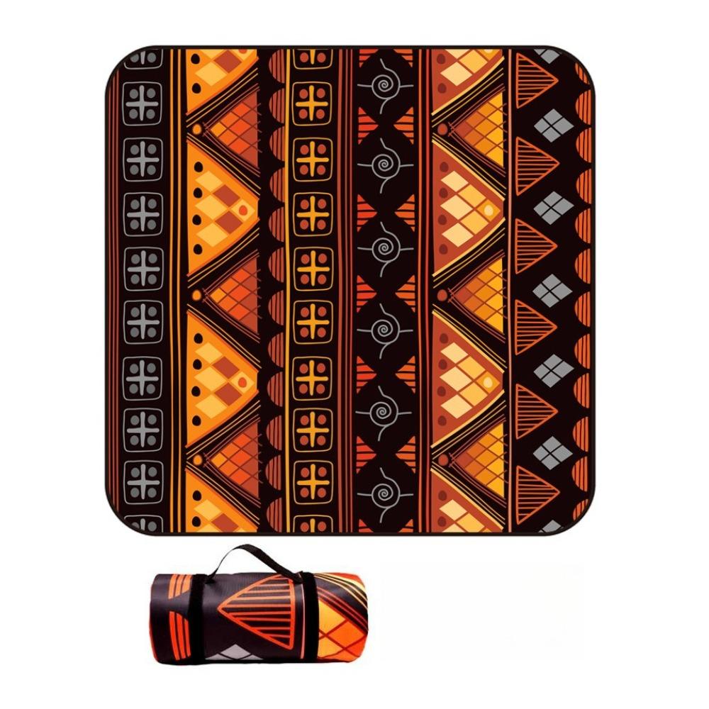 Vintage Print Picnic Blanket Waterproof Outdoor Camping Mat Carry Strap Foldable Travel Rug for Beach Park