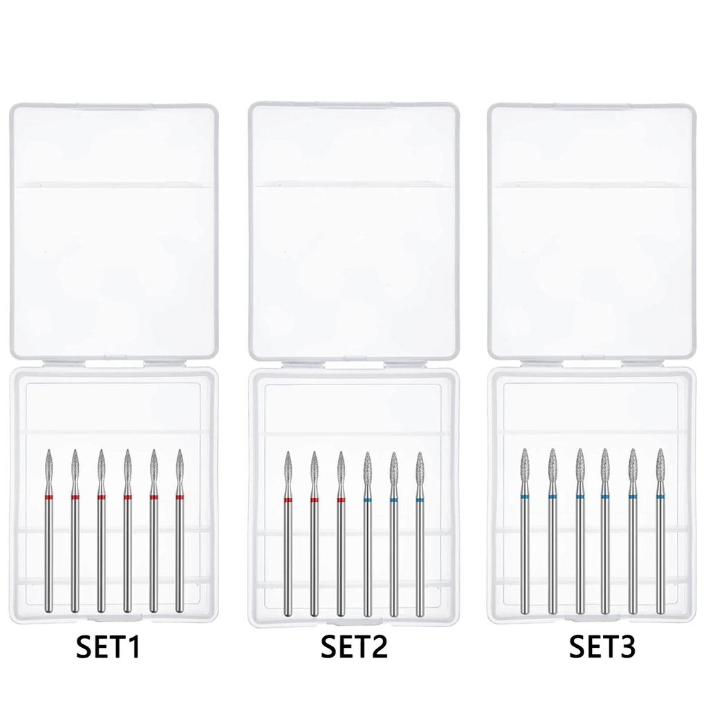 6pcs/SET Nail Dill Bits Diamond Milling Cutter for Manicure 3/32" Burr Electric Nail File Cuticle Remover Tool