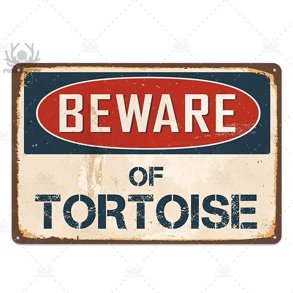 Putuo Decor Beware Vintage Tin Sign Funny Warning Danger Plaque Metal Wall Poster Painting for Room House Shop Bar Man Cave