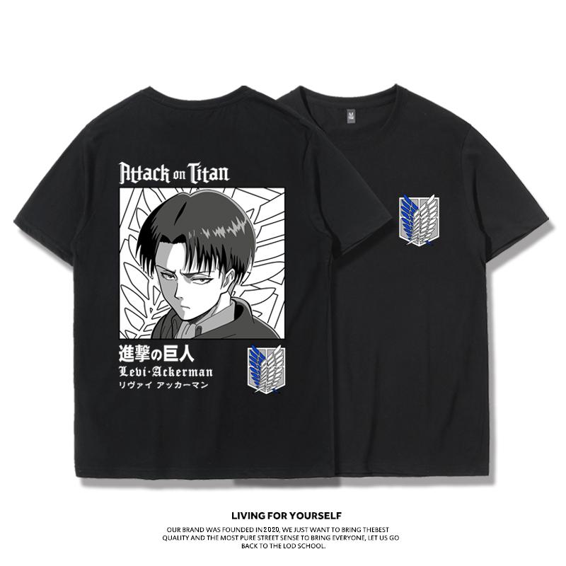 Attack Giant T-shirt Wings of Freedom Alan Mikasa Livel Soldier Anime 100% Cotton Short Sleeve Men's Fashion