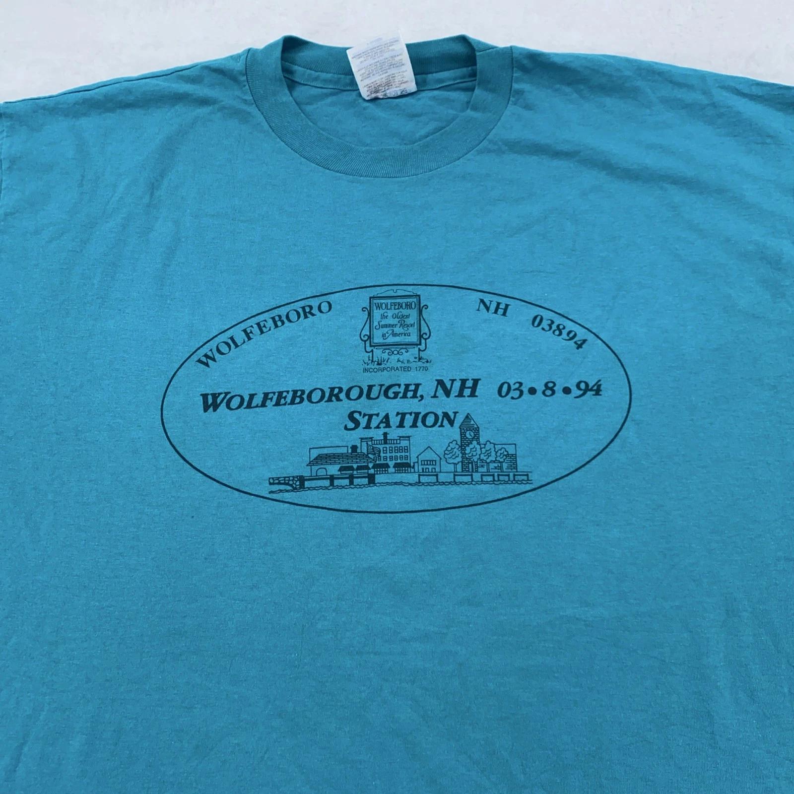 

Vintage Wolfeboro New Hampshire Railroad Station Shirt Mens XL train tourist 90s 2XL