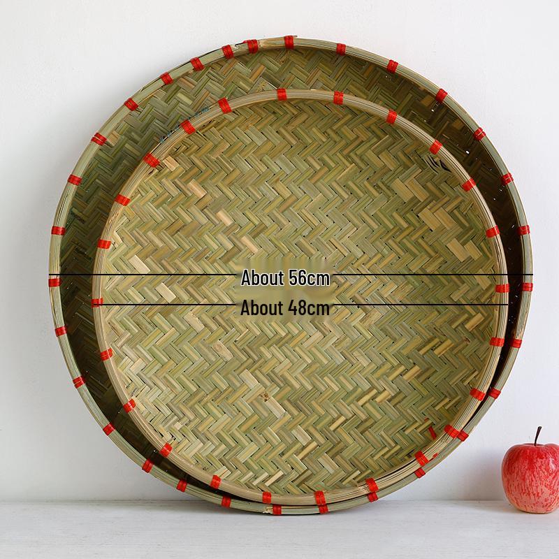 

Large Round Bamboo Woven Winnowing and Drying Basket Tray
