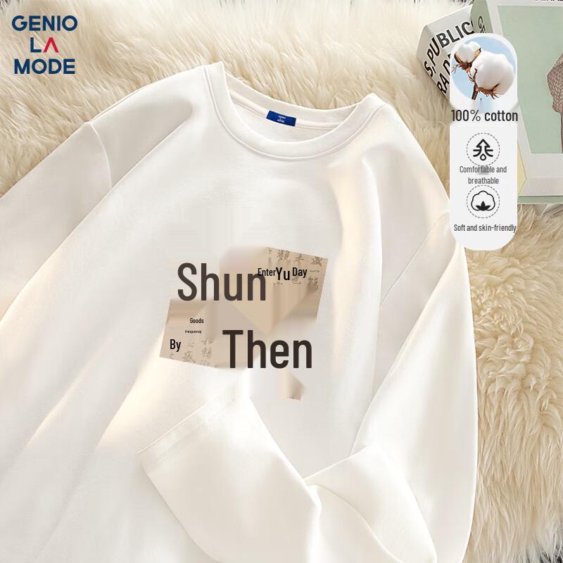 GENIOLAMODE Men s Trendy Print Cotton Long-Sleeve T-Shirt 3XL