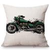 Nordic Motorbike Race Biker Club Car Pillow Case Us Flag Motorcycle Art Sofa Chair Waist Pillow Beige Linen Decor Cushion Covers