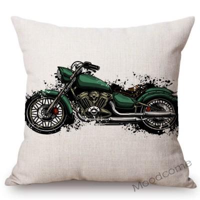 Nordic Motorbike Race Biker Club Car Pillow Case Us Flag Motorcycle Art Sofa Chair Waist Pillow Beige Linen Decor Cushion Covers