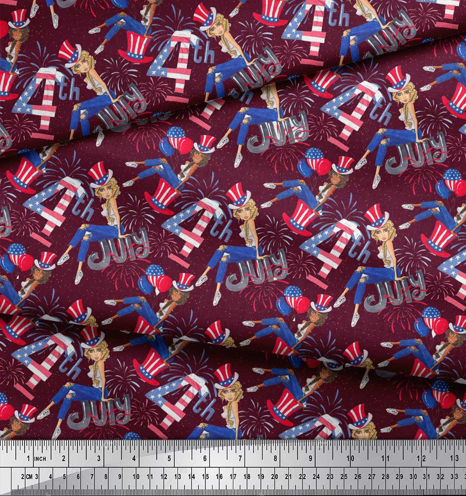 Soimoi Black Japan Crepe Satin Fabric Women,Balloon & Firecrackers Party Print Fabric by the Metre 42 Inch