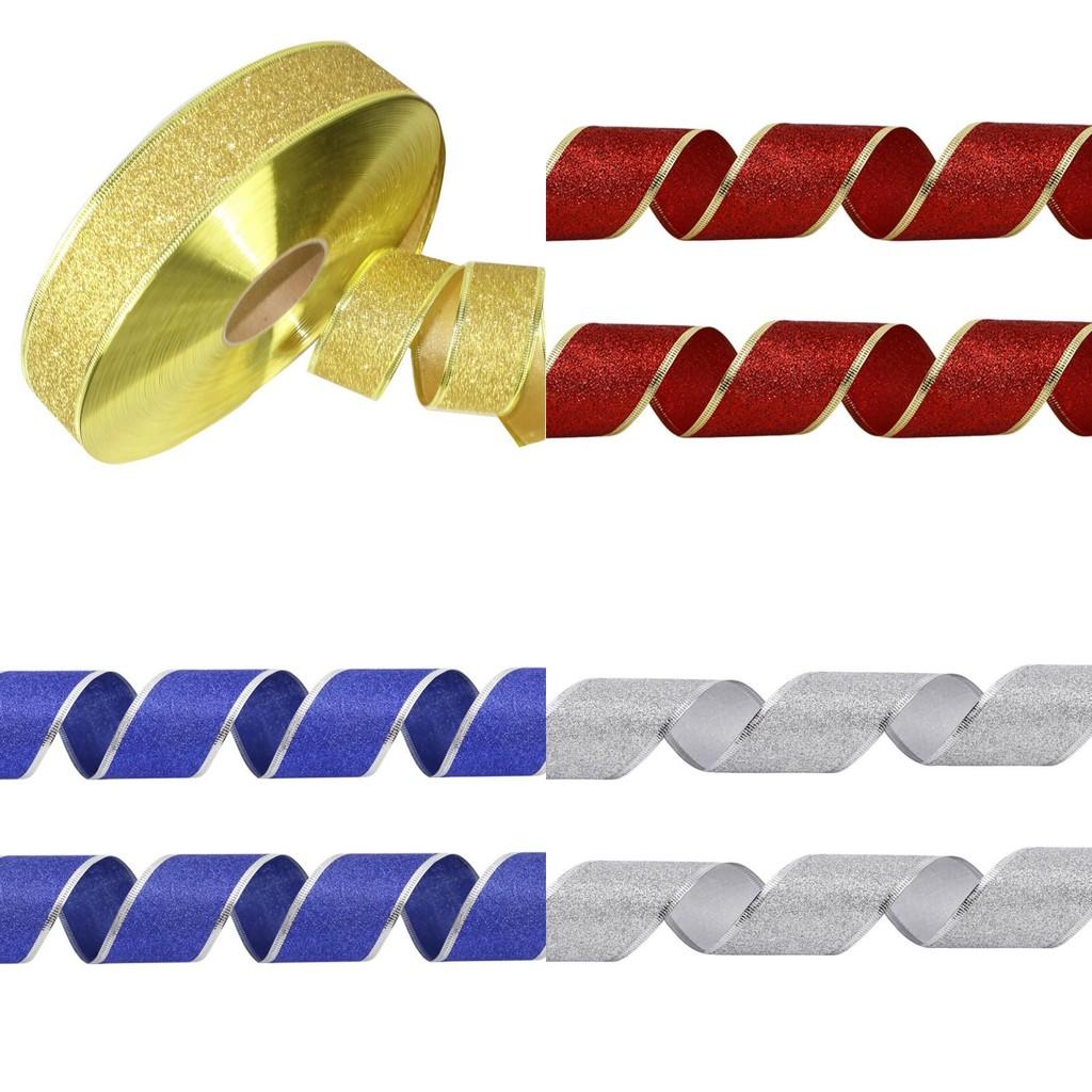 Elegant 2 Meter Colorful Glitter Ribbon For Indoor Christmas Tree And Holiday Decor