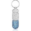 Bling Pill Container Portable Pill Bottle Case Waterproof Travel Medicine Box Crystal Mini Pill Holder Storage With Keychain