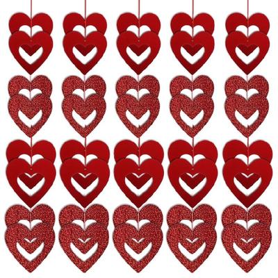 40 Pieces Cutout Heart Hanging Pendant for Indoor Christmas Tree Embellishments Festival Home Decoration Accessories