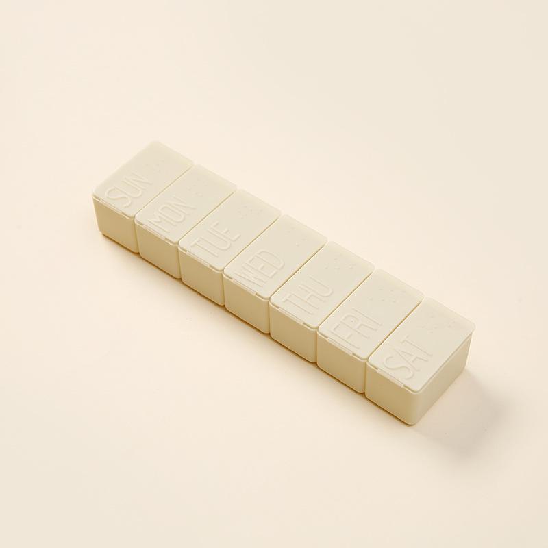 

Long Strip 7-Day Braille Medicine Organizer with 7 Separate Compartments 13*3.2*2.5CM бежевый