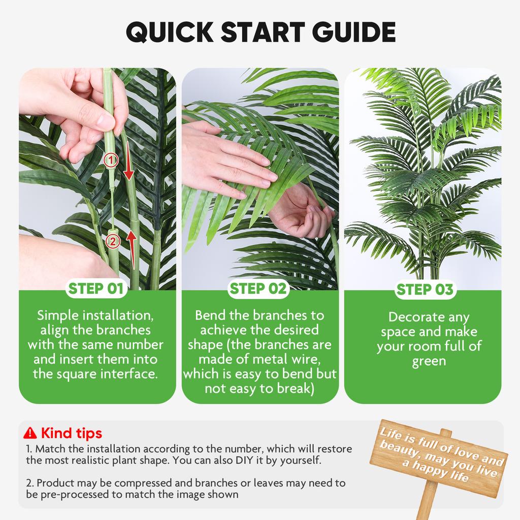 2PCS 5FT Artificial Areca Palm Plant Realistic Tropical Potted Tree Adjustable Branches Low Maintenance for Indoor Outdoor Home