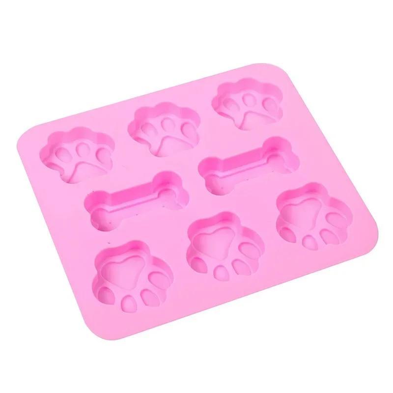 Cute Dog Creative Handmade Footprint Silicone Mold Cake Molds Bone Cookie Cutter Fondant DIY Silicone Bakeware Molds Accessories