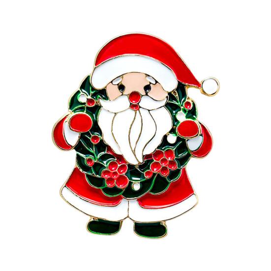 Zinc Alloy Santa Claus Brooch Enamel Cartoon Father Christmas Pin Sweater Coat Backpack Decoration Clothing Accessories Festival Holiday Gift