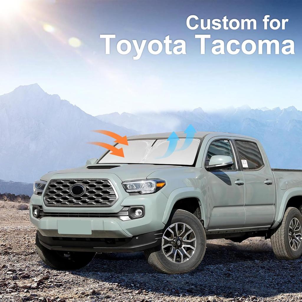 For Toyota Tacoma 2016- 2024 2025 2026 Sun Shade Sunshade Windshield Cover - 4 Layers Front Window Shade Fit Tacoma 2Dr 4Dr Pickup Sun Visor 240T