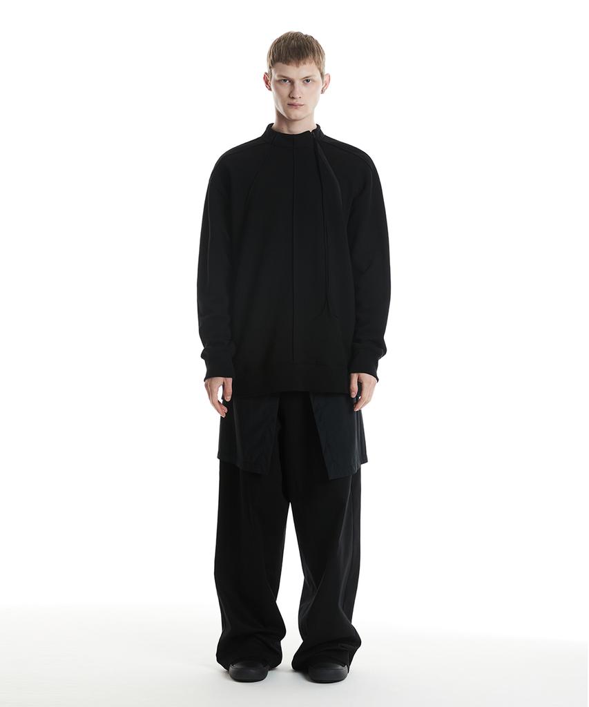 Digeunag Side Zipper Pintuck Sweatshirt (Black)_ Pd3Ts0101