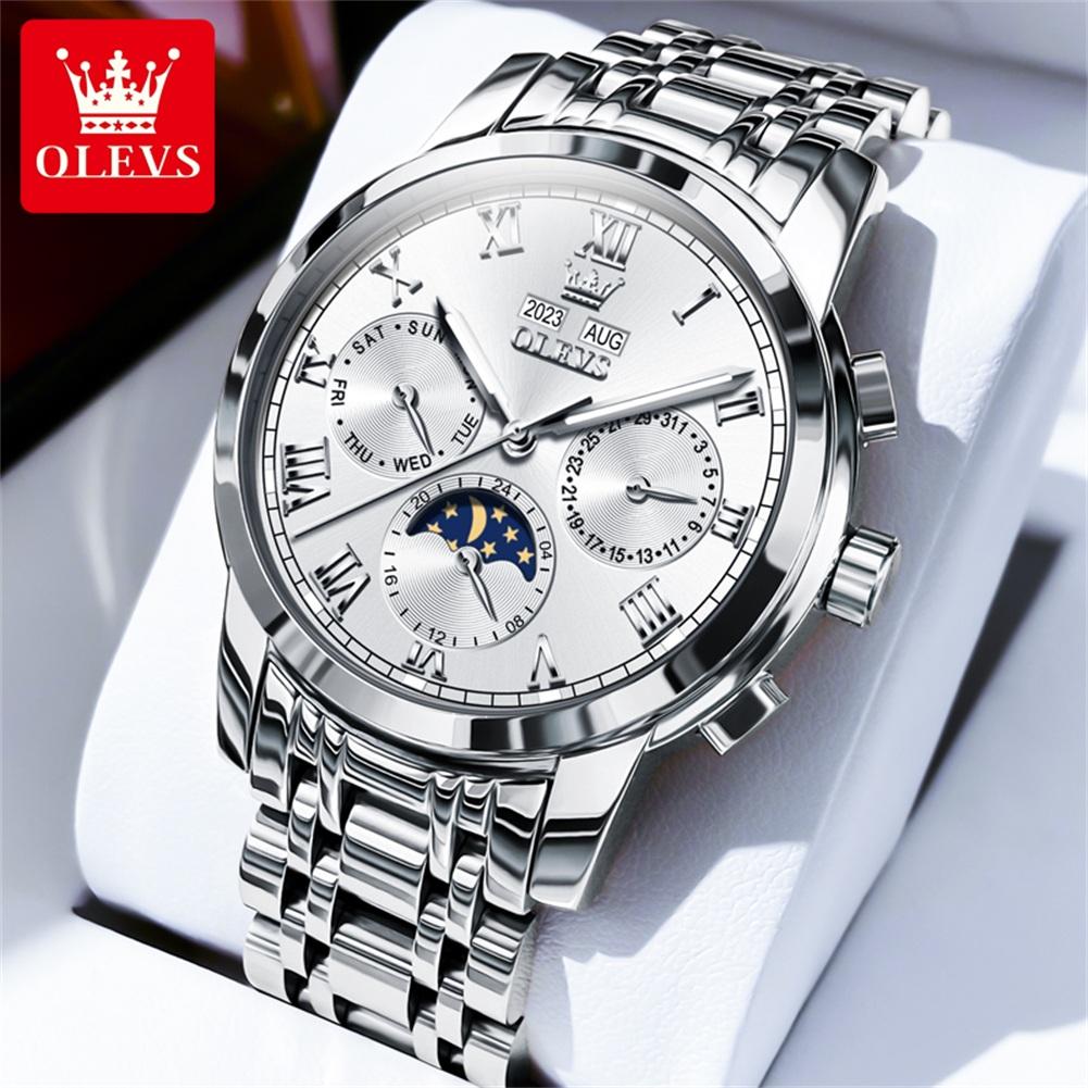 OLEVS Original Automatic Mechanical Watch for Men 24 Hour Moon Phase Waterproof Calendar Business Luxury Men's Wristwatches 6692