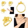 Graceful Women's Brass Gold Plated Flower Ring Adjustable Bougainvillea Style Chic Jewelry