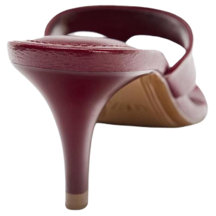 Zara Fashion Lightweight Fragmented Texture High Heel Flip Flops Women Footwear Crimson 12323510022