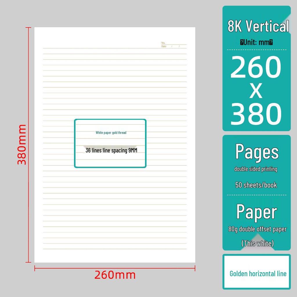 A3 Large Horizontal Line Paper Notebook - Single Line for Office, Student Mind Maps, Drafts