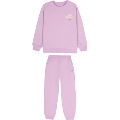 Casual Sportswear Fleece Lined Crew Neck Pullover Thermal Long Sleeved 2 Piece Set Kids' 2PF4S093-LAV