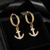 Fashion Versatile Stainless Steel White Zirconium Earrings Men's and Women's Small Fresh Starfish Shell Anchor Pendant Earrings Earrings