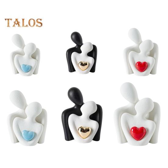 Ceramic Couple Hug Love Statue Mini Hugging Couple Sculpture Romantic Lover Figurine Home TV Stand Shelf Decor for Wedding Anniversary Valentine Gift