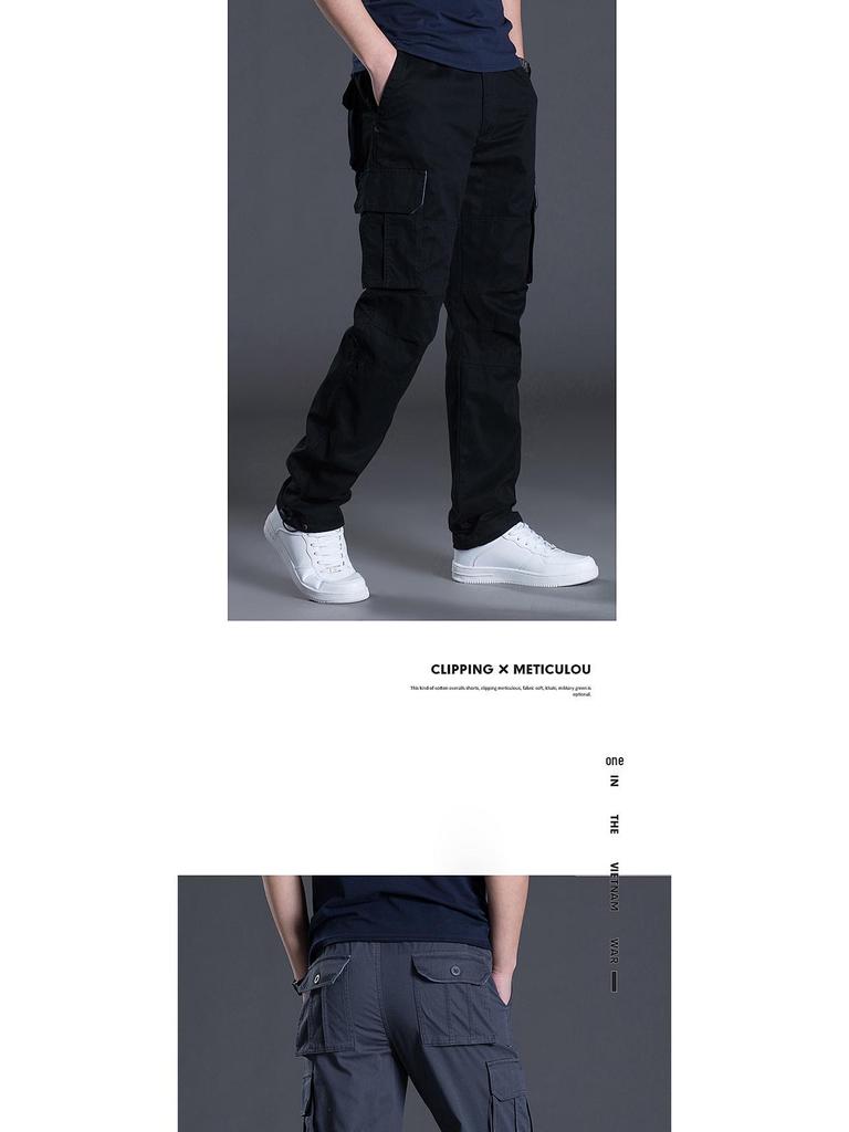Men's Casual Workwear Pants - Wear-Resistant, Loose-Fit, Straight-Leg with Multi-Pockets for Spring and Autumn