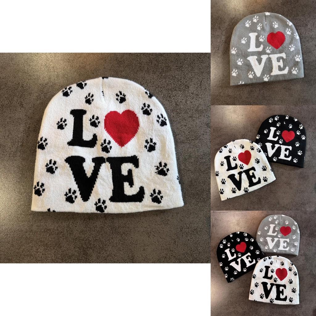 Love Letter Pattern Beanie Knitted Hat For Men And Women Warm Knitted Winter Accessory