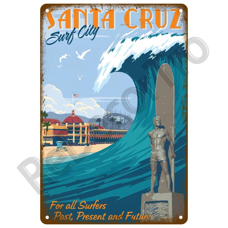 Plaque Metal Sign Beach House Seaside Decorative Plate Vintage Summer Metal Wall Sign Beach Decor For Beach Bar Beach Tin Sign