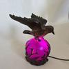 Mysterious Flying Crow Night Light with Glowing Purple Base - 3D Bird Sculpture & LED Orb for Gothic, Halloween & Home Decor