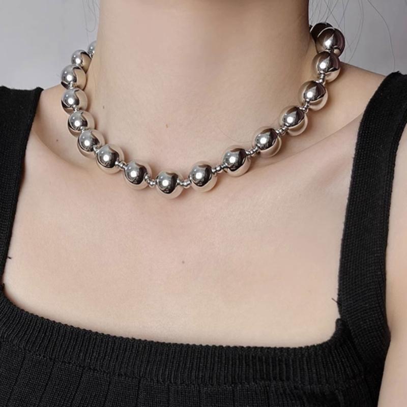 Stylish Beaded Necklace Handmade Alloy Clavicle Chain Silver Beaded Ornament