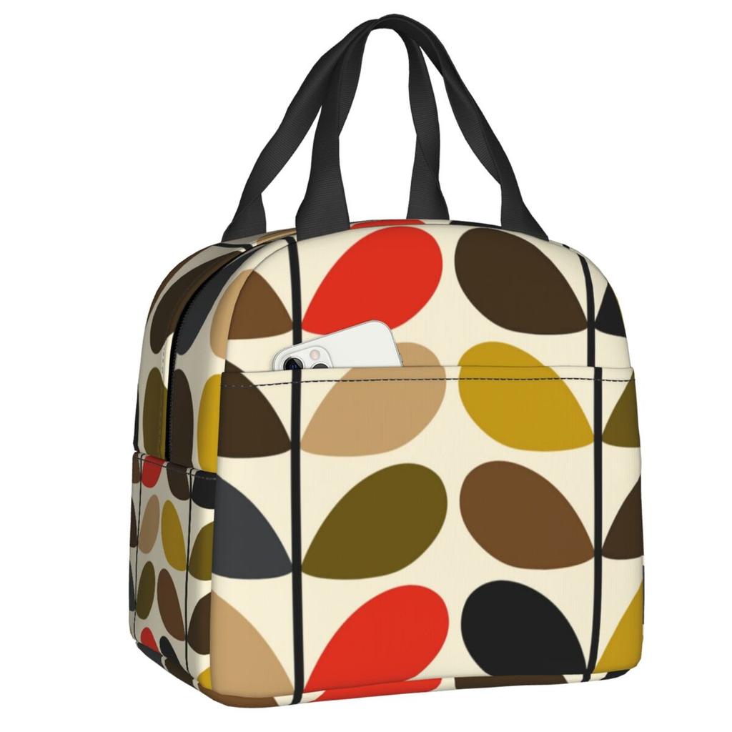 Orla Kiely Flower Scandinavian Geometric Style Insulated Lunch Bags for Camping Travel Waterproof Cooler Thermal Lunch Box