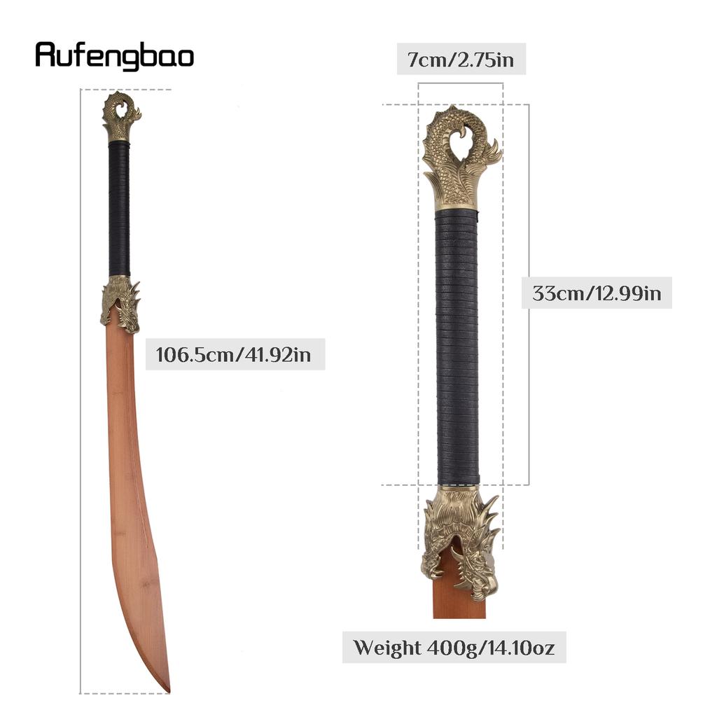 Brązowy Czarny Drewniany Miecz Modny Drewniany Maczeta Dekoracyjny Miecz Cosplay Halloween Buława Kula Różdżka Miecz Zabawka 106 cm