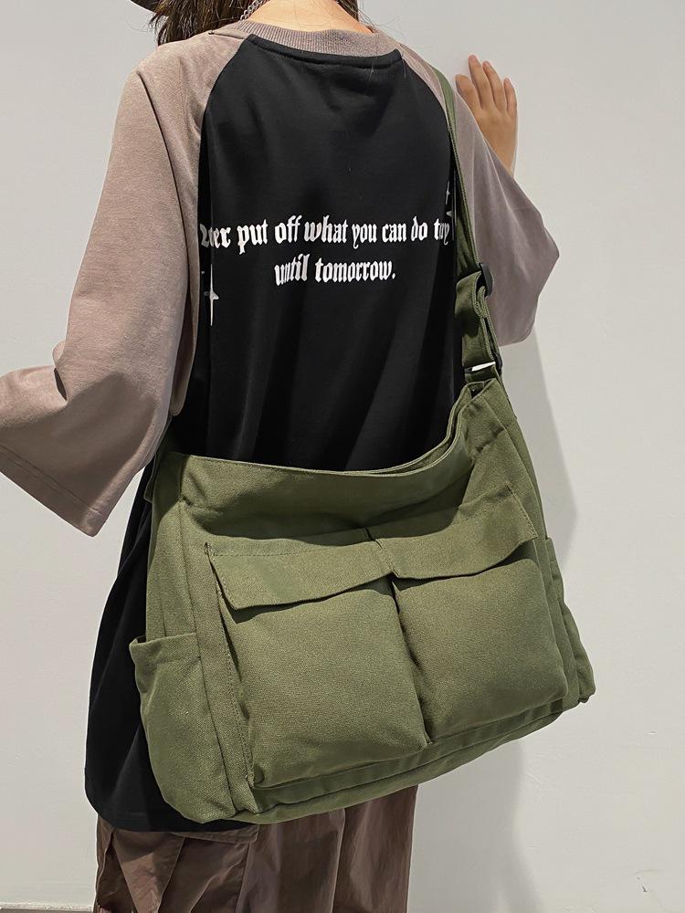 Women's Japanese Korean Style Canvas Messenger Bag - Versatile, Simple, Literary Shoulder/Crossbody Bag