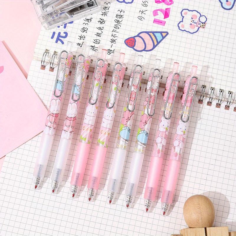 Back to school season 2pcs 0.5mm creative cartoon rabbit metal hook press pen for girls with high appearance cute neutral pen office gift pen