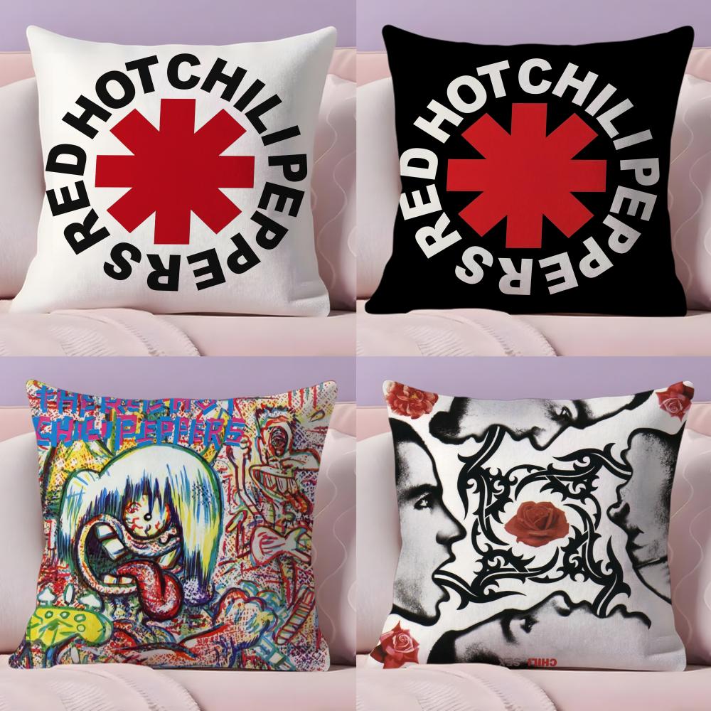 Red Hot Chili P-Peppers Band Cushion Cover Plush Fabric Soft Double-Sided Printed Sofa Pillow Case Colorfast Home Decor Gift