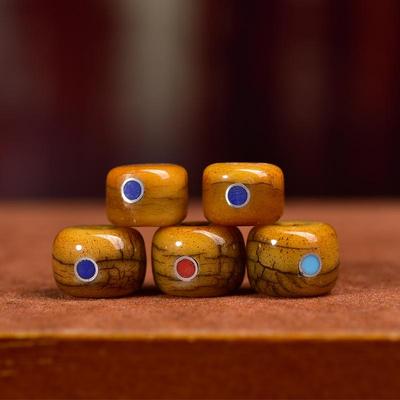 Contas Espaçadoras Tibetanas Dzi Embutidas em Osso de Iaque - Contas Semiacabadas para Cintura Budista e Joias