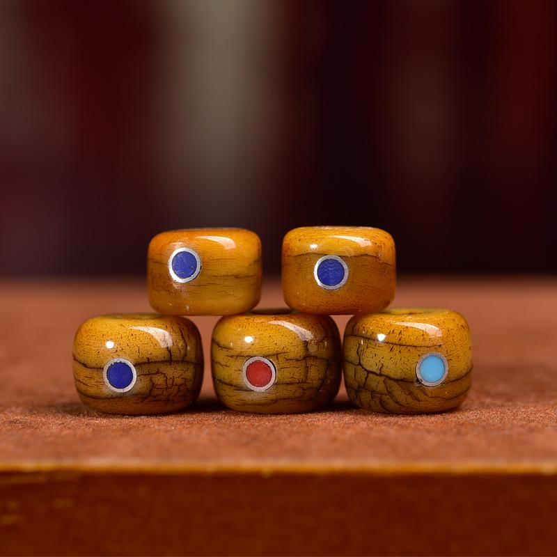 

Тибетские Дзи Инкрустированные Костяные Разделительные Бусины из Яка - Полуфабрикаты для Буддийских Поясных и Ювелирных Бус 10mm