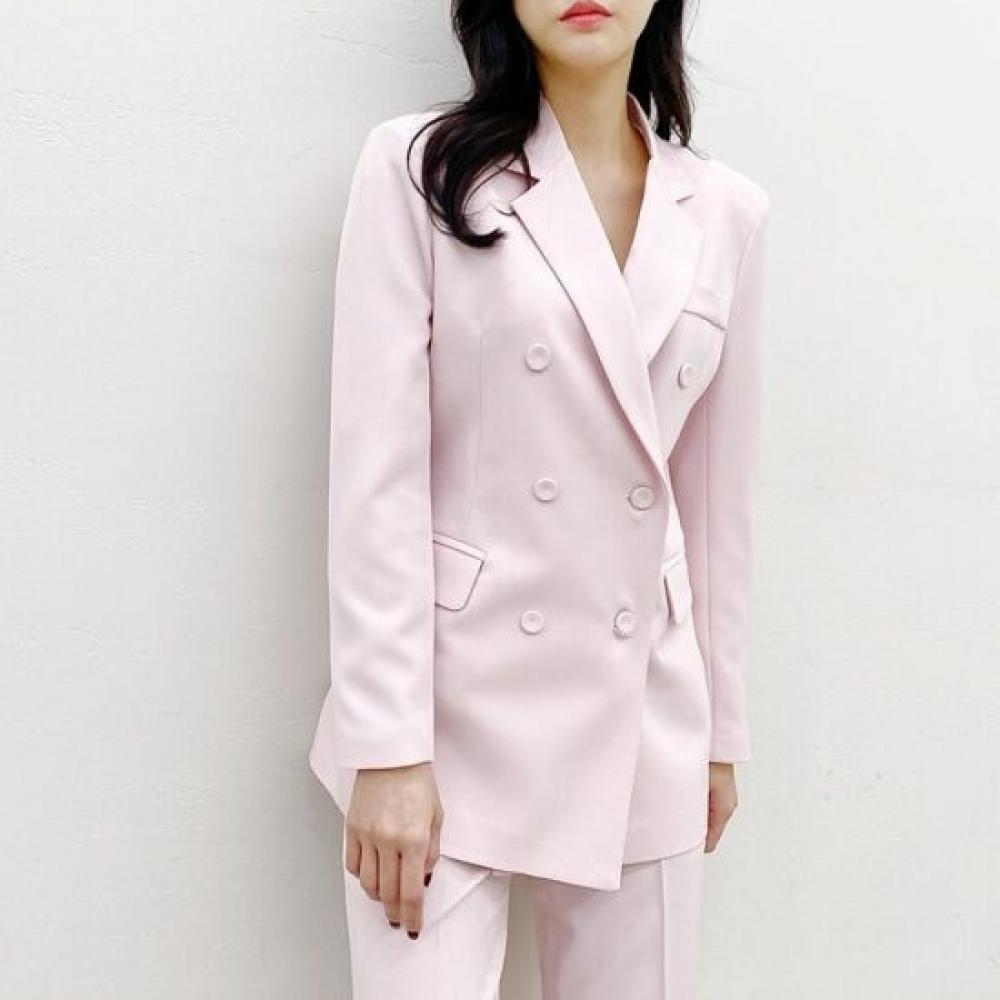 Style Latte Women Tailored Double Jacket Pastel
