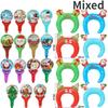 20/10PCS Christmas Hair Band Inflate Balloons Kids Toys Santa Claus Snowman Foil Handheld Stick Xmas New Year Party Decoration