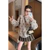 Khaki Polka Dot Pullover Sweater for Women New Autumn and Winter Thickened Loose Casual Lazy Style Sweater